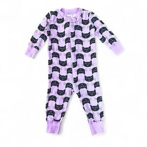 Hanna Andersson Purple Black Cat Baby Pajamas Organic Cotton 75 12-18M Halloween